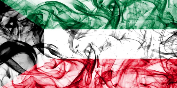 Bandera Humo Kuwait Sobre Fondo Blanco — Foto de Stock