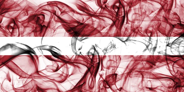 Bandera Humo Letonia Sobre Fondo Blanco —  Fotos de Stock