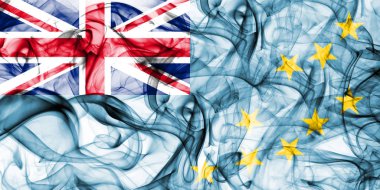 Beyaz bir arka plan üzerinde duman Tuvalu bayrağı 