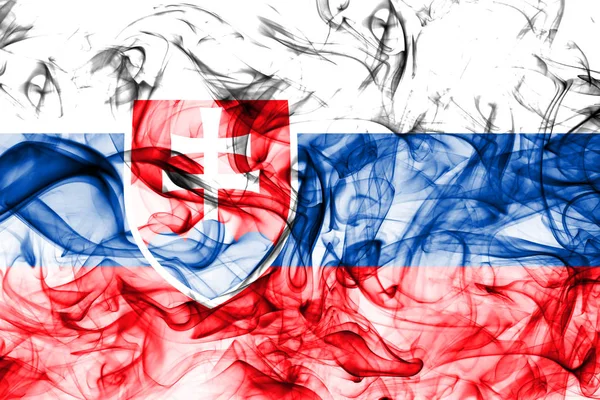 Прапор Словаччини Диму Білому Фоні — стокове фото