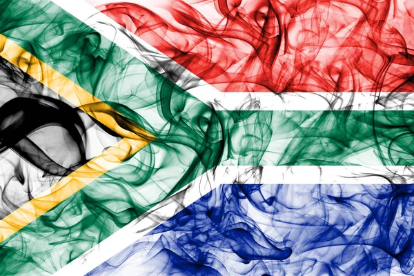 Dél Afrikai Köztársaság Füst Zászló Fehér Alapon — Stock Fotó