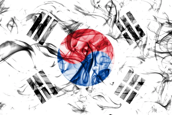Sydkorea Rök Flagga Vit Bakgrund — Stockfoto