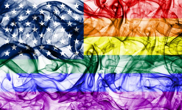Usa Bandiera Del Fumo Gay Bandiera Lgbt Usa — Foto Stock
