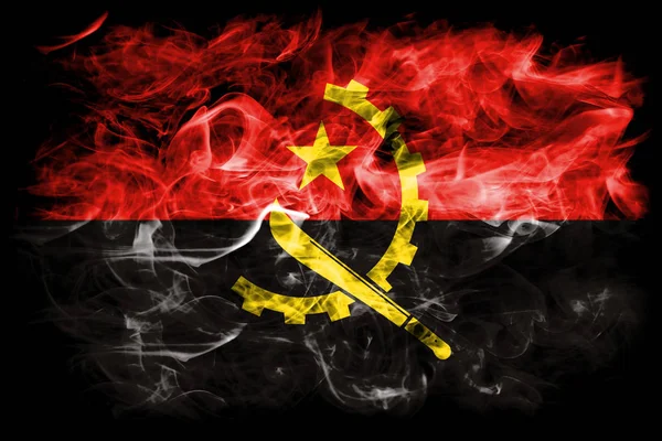 Bandera Humo Angola Sobre Fondo Negro —  Fotos de Stock