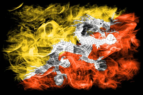 Бутанский Дымовой Флаг Черном Фоне — стоковое фото