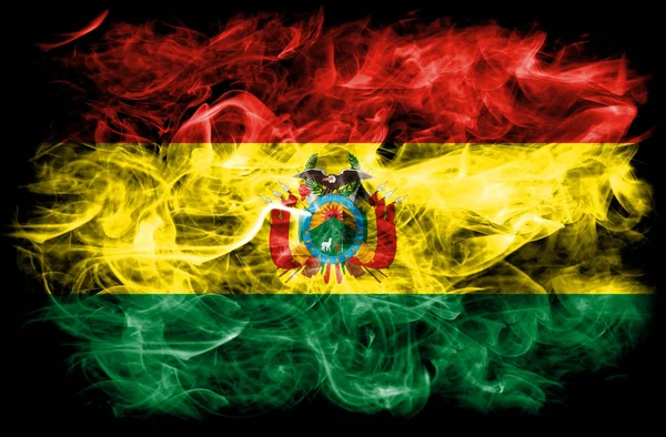 Bolívia Füst Zászló Egy Fekete Háttér — Stock Fotó
