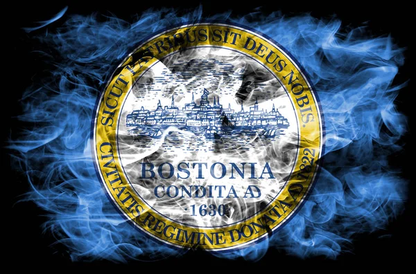 Boston City Smoke Flag Massachusetts State United States America — Stock Photo, Image