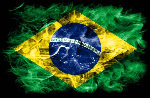 Bandera Humo Brasil Sobre Fondo Negro —  Fotos de Stock