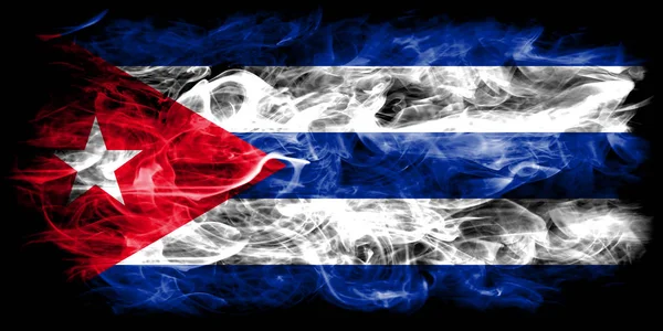 Σημαία Της Κούβας Καπνού Μαύρο Φόντο — Φωτογραφία Αρχείου
