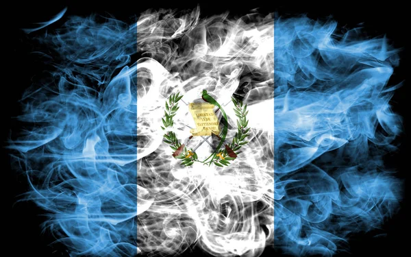 Vlajka Guatemaly Kouře Černém Pozadí — Stock fotografie