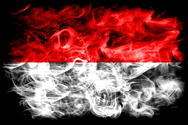 Flaga Indonezji Dymu Czarnym Tle — Zdjęcie stockowe