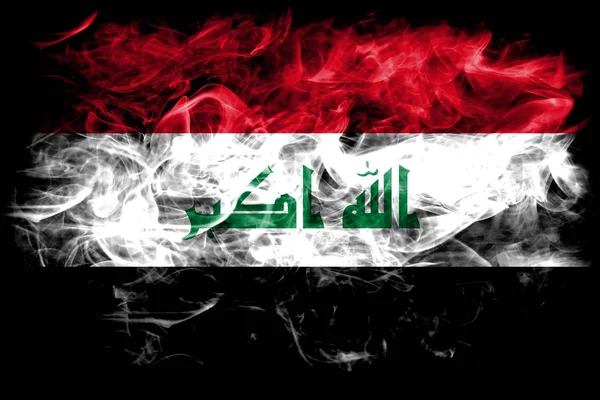 Vlajka Iráku Kouře Černém Pozadí — Stock fotografie