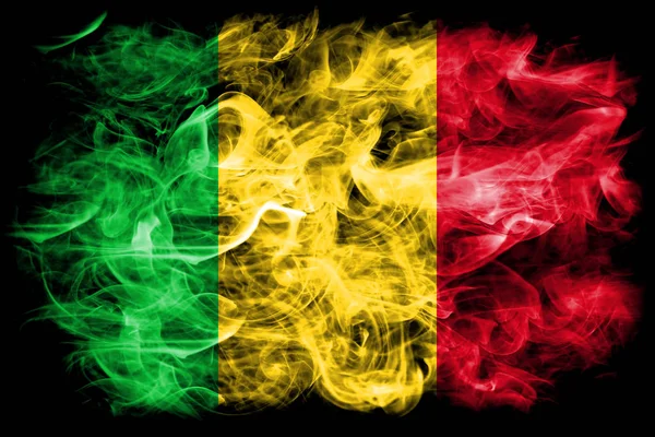 Flaga Mali Dymu Czarnym Tle — Zdjęcie stockowe