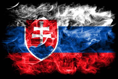 Siyah bir arka plan üzerinde duman Slovakya bayrağı 