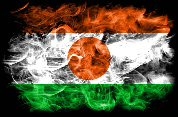 Niger Rauch Flagge Auf Schwarzem Hintergrund — Stockfoto