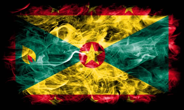 Grenada Füst Zászló Egy Fekete Háttér — Stock Fotó