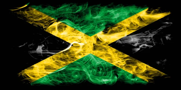Jamaica Rök Flagga Svart Bakgrund — Stockfoto