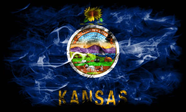 Kansas State Smoke Flag Stany Zjednoczone Ameryki — Zdjęcie stockowe