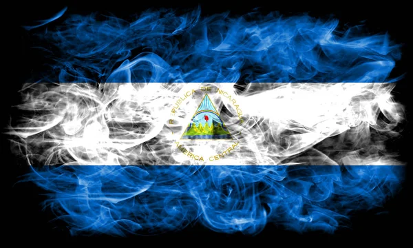 Bandera Humo Nicaragua Sobre Fondo Negro —  Fotos de Stock