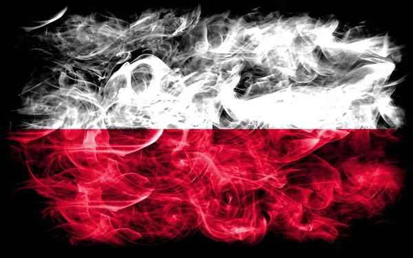 Σημαία Πολωνίας Καπνού Μαύρο Φόντο — Φωτογραφία Αρχείου