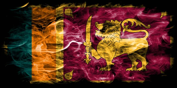 Vlajka Srí Lanka Kouře Černém Pozadí — Stock fotografie