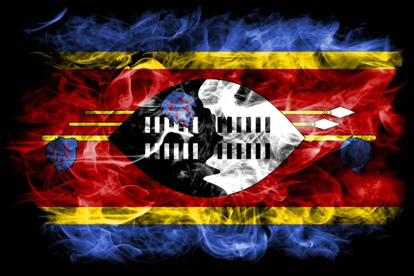 Флаг Свазиленда Дымом Черном Фоне — стоковое фото