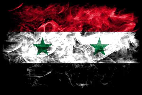 Прапор Сирії Диму Чорному Тлі — стокове фото