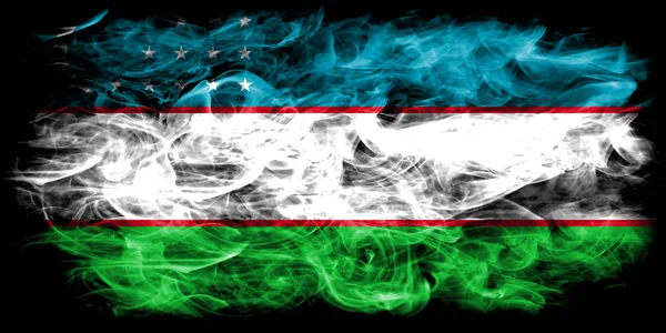 Bandeira Fumaça Usbequistão Fundo Preto — Fotografia de Stock
