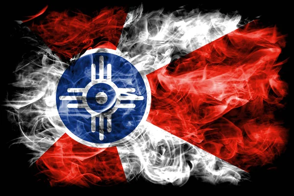 Wichita City Smoke Flag Kansas State United States America — стокове фото