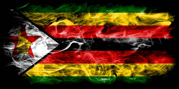 Zimbabué Fumaça Bandeira Fundo Preto — Fotografia de Stock