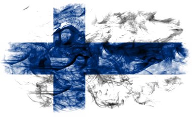 Beyaz bir arka plan üzerinde duman Finlandiya bayrağı 