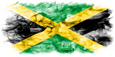 Jamaika duman bayrak beyaz bir arka plan üzerinde 