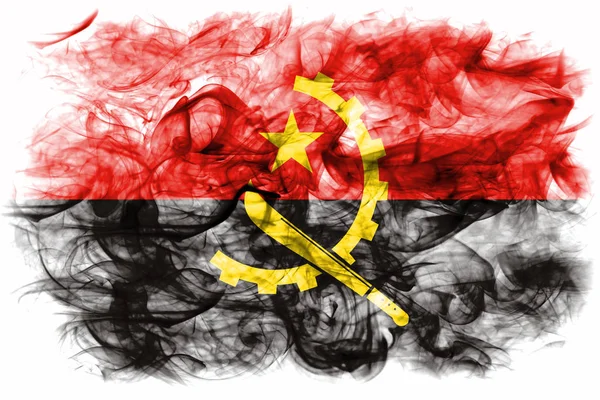 Bandera Humo Angola Sobre Fondo Blanco —  Fotos de Stock