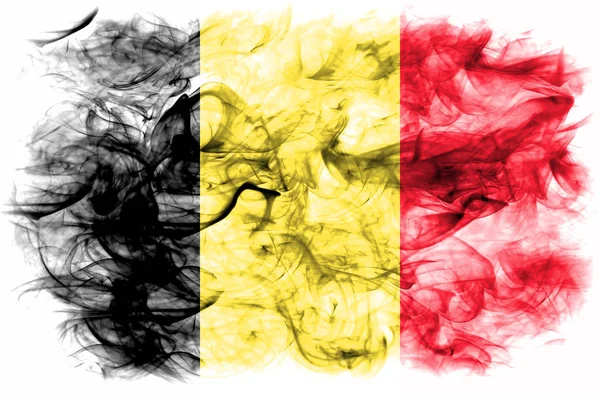Belgio Bandiera Fumo Sfondo Bianco — Foto Stock