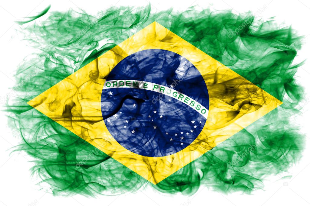 Brazil smoke flag on a white background 
