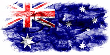Beyaz bir arka plan üzerinde duman Avustralya bayrağı 
