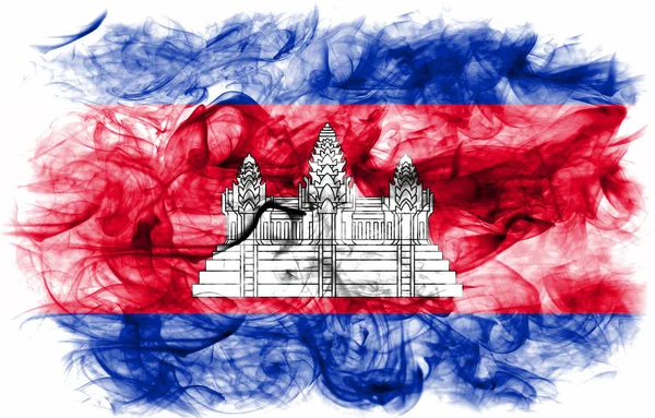 在白色背景上的柬埔寨烟雾旗 — 图库照片