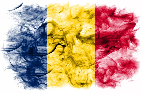 Vlajka Čadu Kouře Bílém Pozadí — Stock fotografie