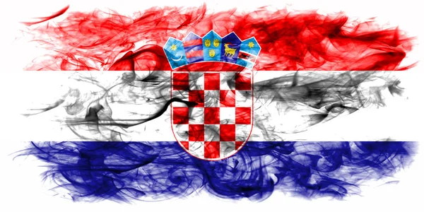 Kroatien Rök Flagga Vit Bakgrund — Stockfoto
