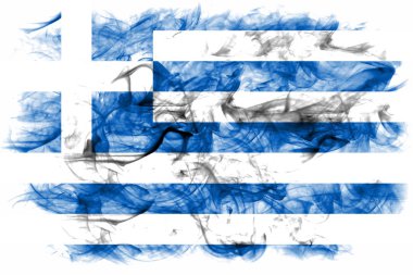 Yunanistan duman bayrak beyaz bir arka plan üzerinde