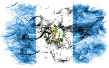 Beyaz bir arka plan üzerinde duman Guatemala bayrağı