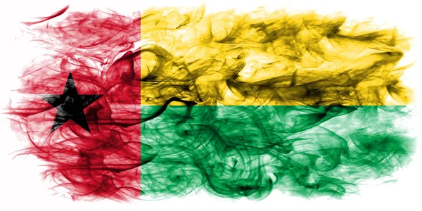 Drapeau Fumée Guinée Bissau Sur Fond Blanc — Photo