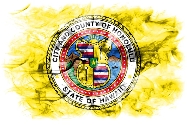 Honolulu City Smoke Flag Hawaii State Spojené Státy Americké — Stock fotografie