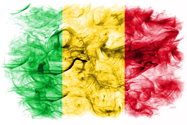Mali Smoke Flag Auf Weißem Hintergrund — Stockfoto