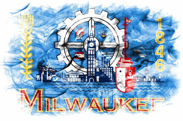 Milwaukee City Smoke Flag Wisconsin State Estados Unidos América — Fotografia de Stock