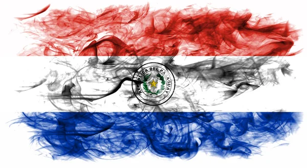 Bandeira Fumaça Paraguai Fundo Branco — Fotografia de Stock