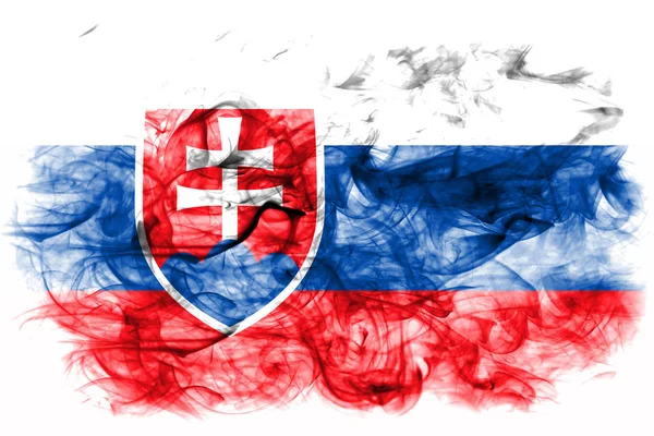 Beyaz bir arka plan üzerinde duman Slovakya bayrağı