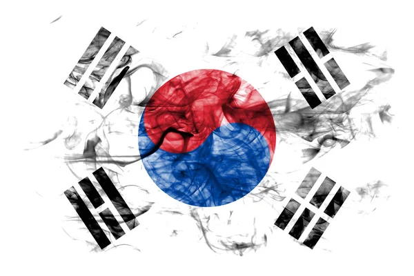 Coreia Sul Bandeira Fumaça Fundo Branco — Fotografia de Stock