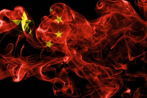 Kina Rök Flagga Svart Bakgrund — Stockfoto