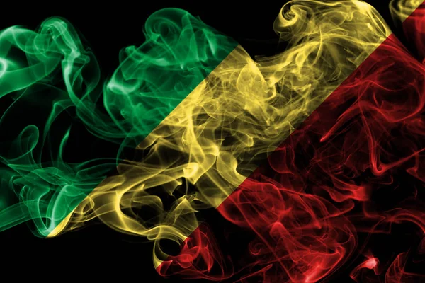 Congo Bandiera Fumo Uno Sfondo Nero — Foto Stock